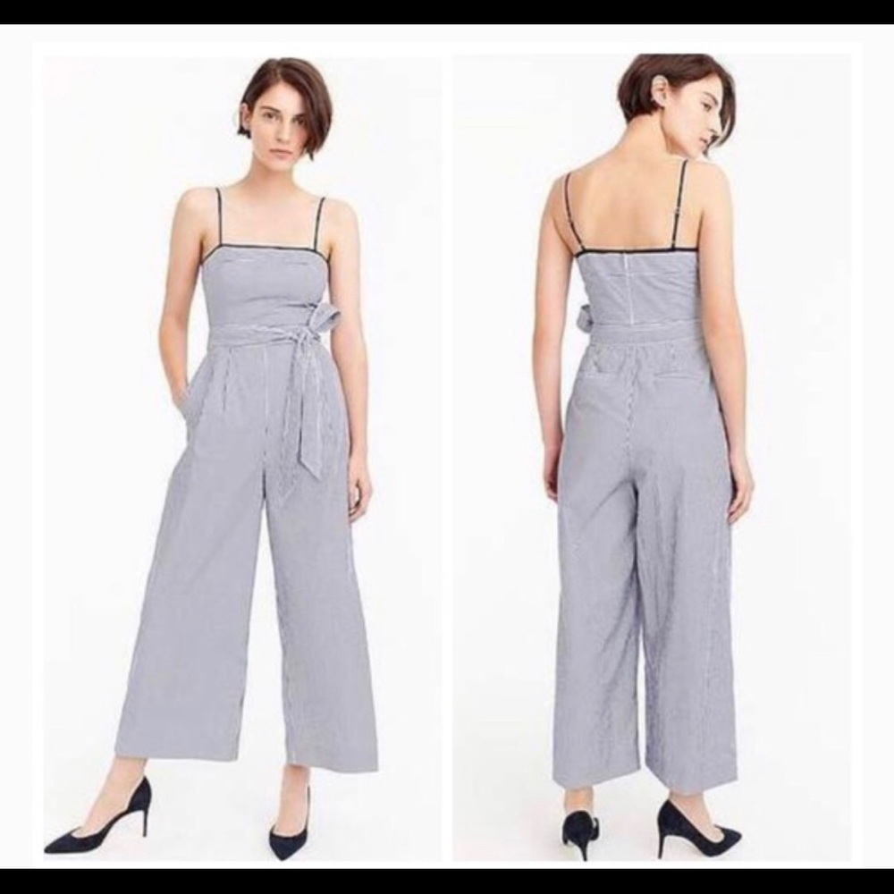 J. Crew blue and white Striped Jumpsuit